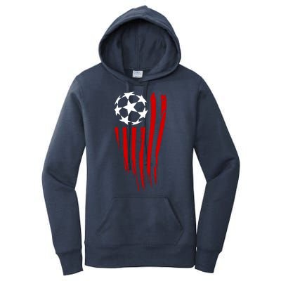 Soccer Ball American Flag Women's Pullover Hoodie