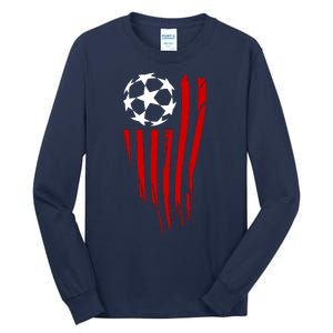 Soccer Ball American Flag Tall Long Sleeve T-Shirt