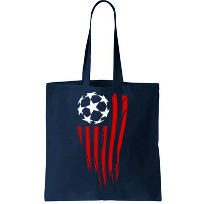 Soccer Ball American Flag Tote Bag