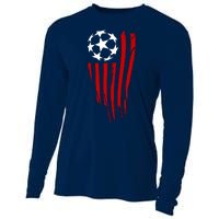 Soccer Ball American Flag Cooling Performance Long Sleeve Crew