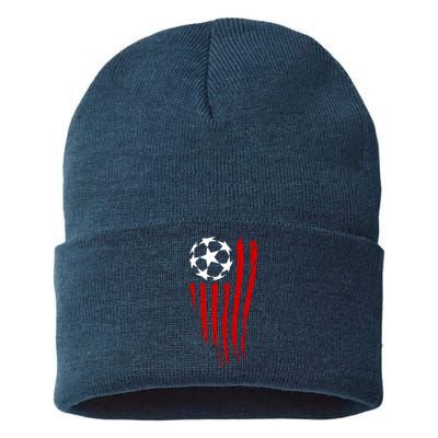 Soccer Ball American Flag Sustainable Knit Beanie