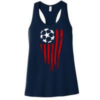 Soccer Ball American Flag Women's Racerback Tank