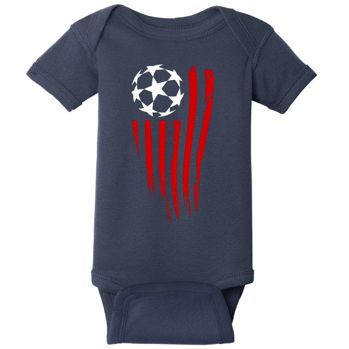 Soccer Ball American Flag Baby Bodysuit