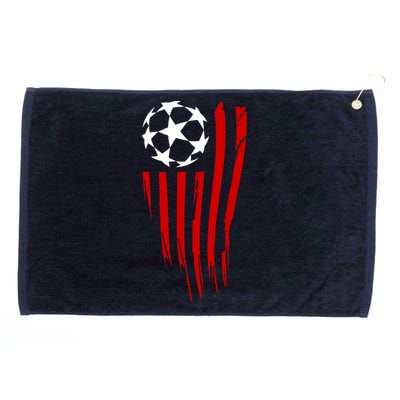 Soccer Ball American Flag Grommeted Golf Towel