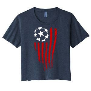 Soccer Ball American Flag Women's Crop Top Tee