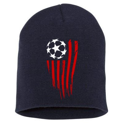 Soccer Ball American Flag Short Acrylic Beanie