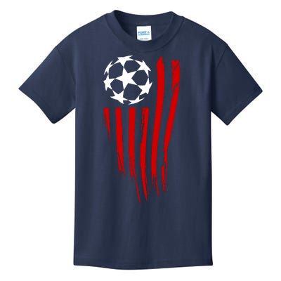 Soccer Ball American Flag Kids T-Shirt