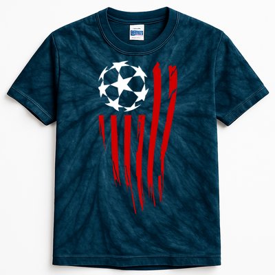 Soccer Ball American Flag Kids Tie-Dye T-Shirt