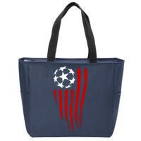 Soccer Ball American Flag Zip Tote Bag