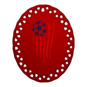 Soccer Ball American Flag Ceramic Oval Ornament