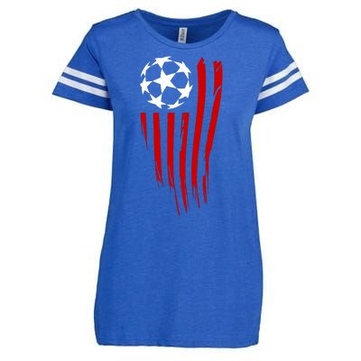 Soccer Ball American Flag Enza Ladies Jersey Football T-Shirt