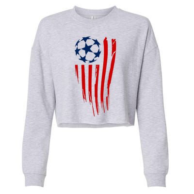 Soccer Ball American Flag Cropped Pullover Crew