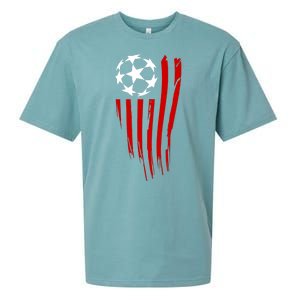 Soccer Ball American Flag Sueded Cloud Jersey T-Shirt