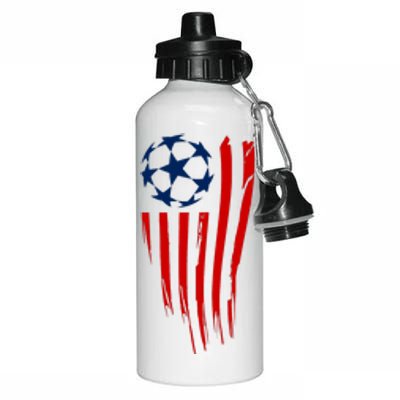 Soccer Ball American Flag Aluminum Water Bottle