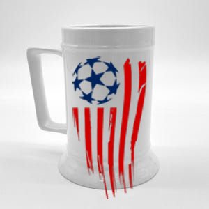 Soccer Ball American Flag Beer Stein