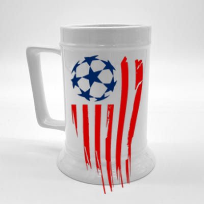 Soccer Ball American Flag Beer Stein