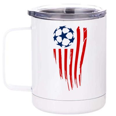 Soccer Ball American Flag 12 oz Stainless Steel Tumbler Cup