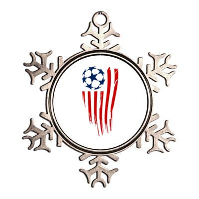 Soccer Ball American Flag Metallic Star Ornament