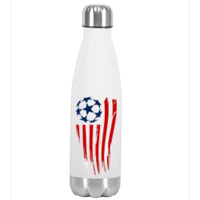 Soccer Ball American Flag Stainless Steel Insulated Water Bottle