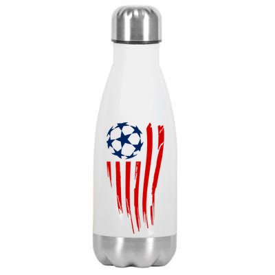 Soccer Ball American Flag Stainless Steel Insulated Water Bottle