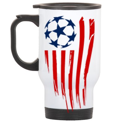 Soccer Ball American Flag Stainless Steel Travel Mug