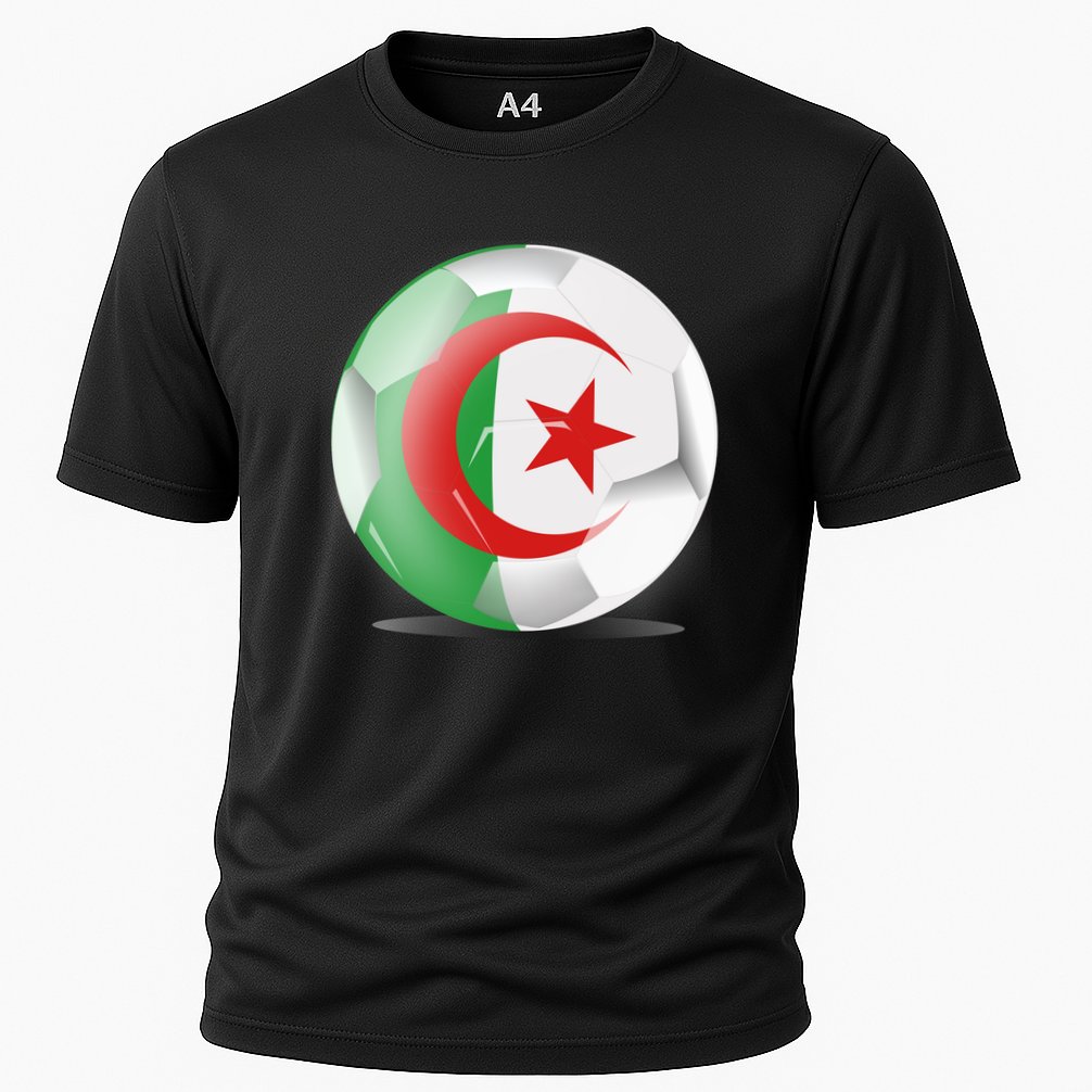 Soccer Ball Country Flag Algeria Cooling Performance Crew T-Shirt