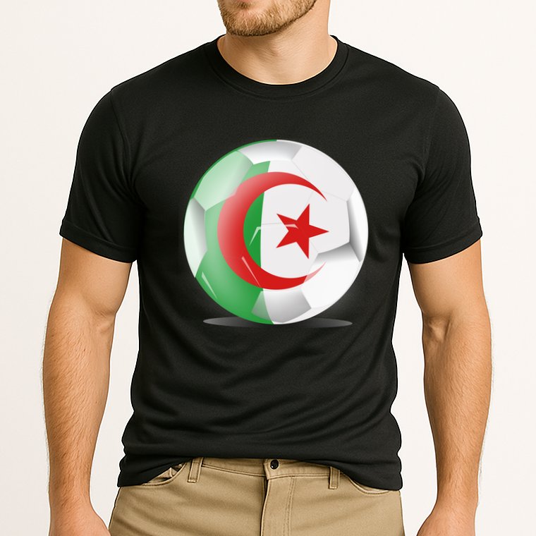 Soccer Ball Country Flag Algeria Cooling Performance Crew T-Shirt