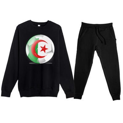 Soccer Ball Country Flag Algeria Premium Crewneck Sweatsuit Set