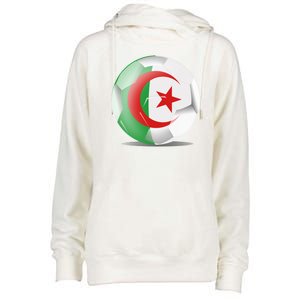 Soccer Ball Country Flag Algeria Womens Funnel Neck Pullover Hood