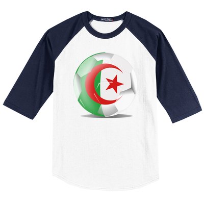 Soccer Ball Country Flag Algeria Baseball Sleeve Shirt