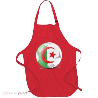 Soccer Ball Country Flag Algeria Full-Length Apron With Pockets
