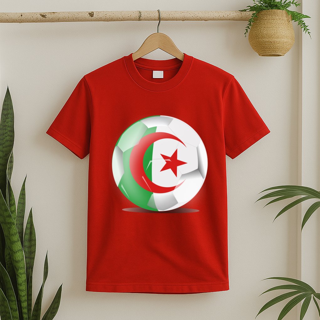 Soccer Ball Country Flag Algeria T-Shirt