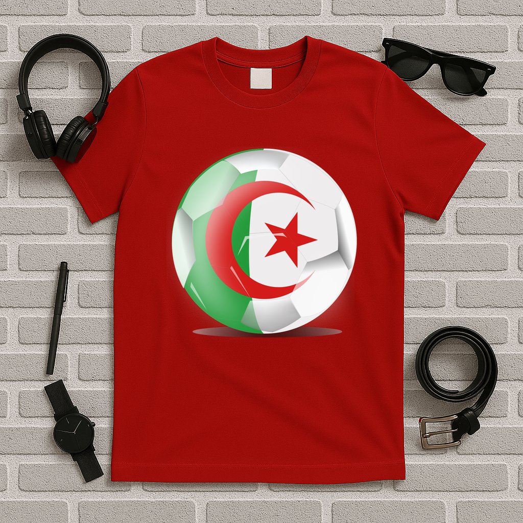 Soccer Ball Country Flag Algeria T-Shirt