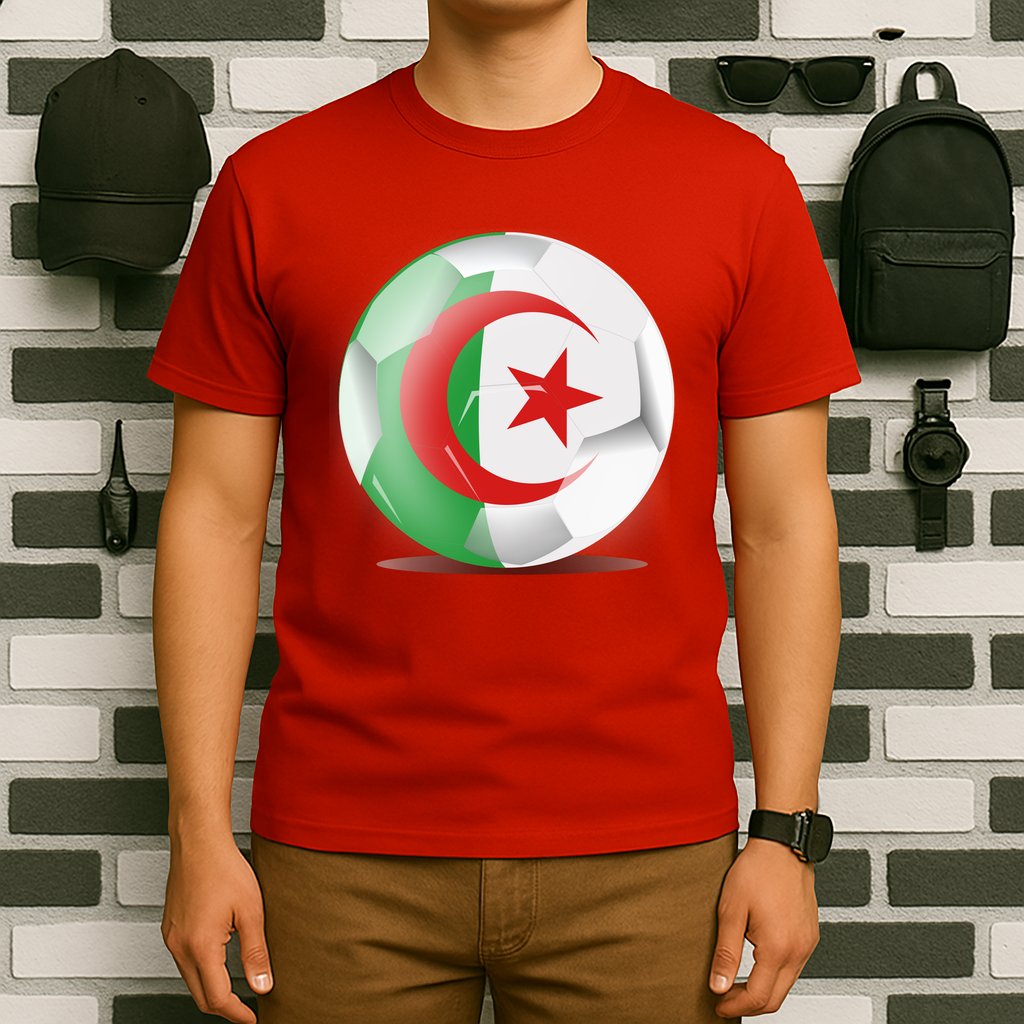Soccer Ball Country Flag Algeria T-Shirt