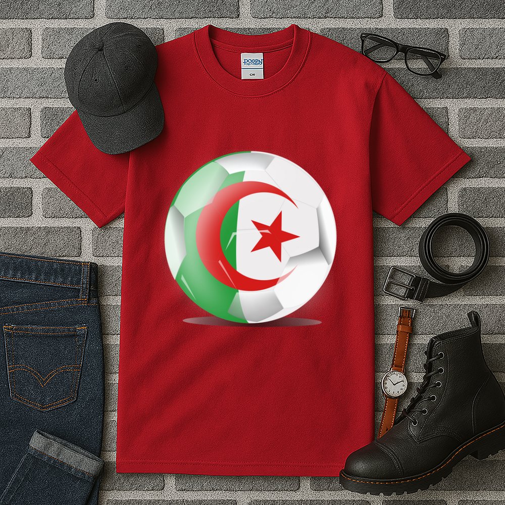 Soccer Ball Country Flag Algeria Tall T-Shirt