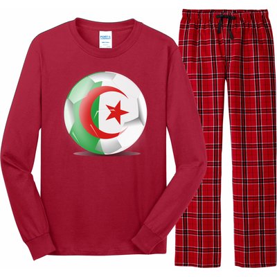 Soccer Ball Country Flag Algeria Long Sleeve Pajama Set