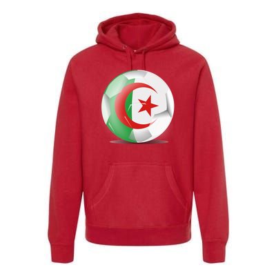 Soccer Ball Country Flag Algeria Premium Hoodie