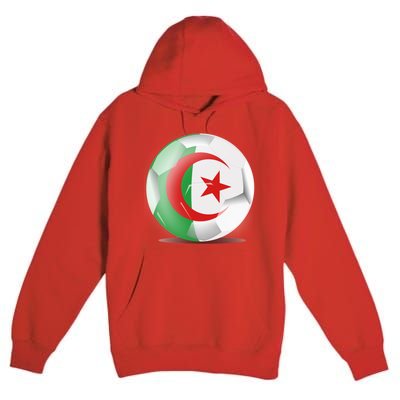 Soccer Ball Country Flag Algeria Premium Pullover Hoodie