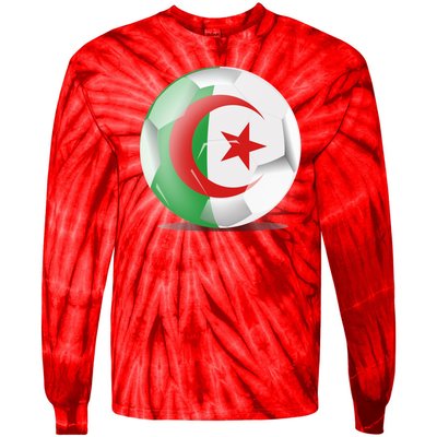 Soccer Ball Country Flag Algeria Tie-Dye Long Sleeve Shirt