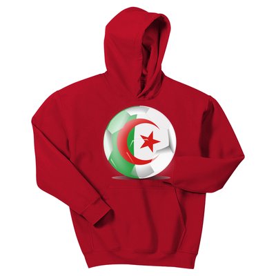 Soccer Ball Country Flag Algeria Kids Hoodie