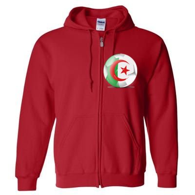 Soccer Ball Country Flag Algeria Full Zip Hoodie