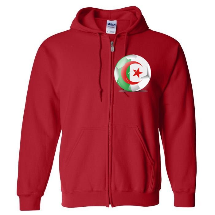 Soccer Ball Country Flag Algeria Full Zip Hoodie