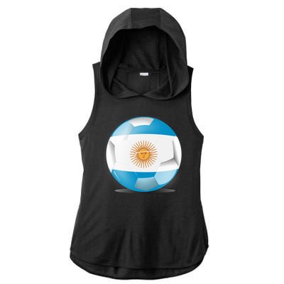 Soccer Ball Country Flag Argentina Ladies PosiCharge Tri-Blend Wicking Draft Hoodie Tank