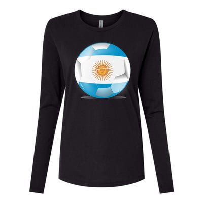 Soccer Ball Country Flag Argentina Womens Cotton Relaxed Long Sleeve T-Shirt