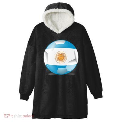 Soccer Ball Country Flag Argentina Hooded Wearable Blanket