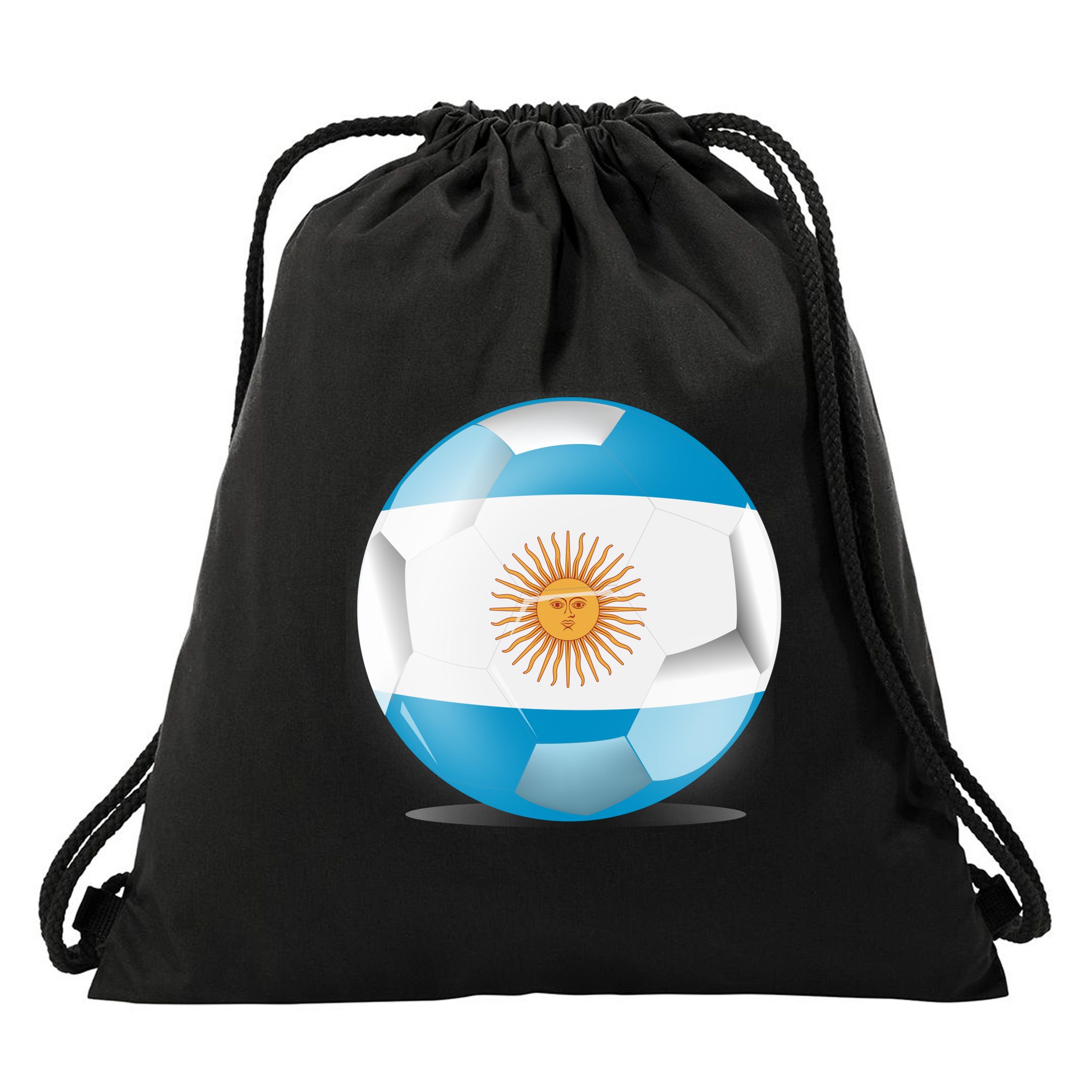 Soccer Ball Country Flag Argentina Drawstring Bag