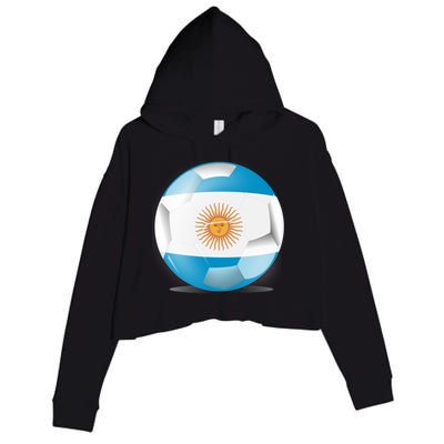 Soccer Ball Country Flag Argentina Crop Fleece Hoodie