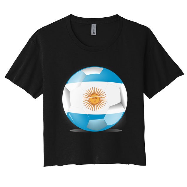 Soccer Ball Country Flag Argentina Crop Top