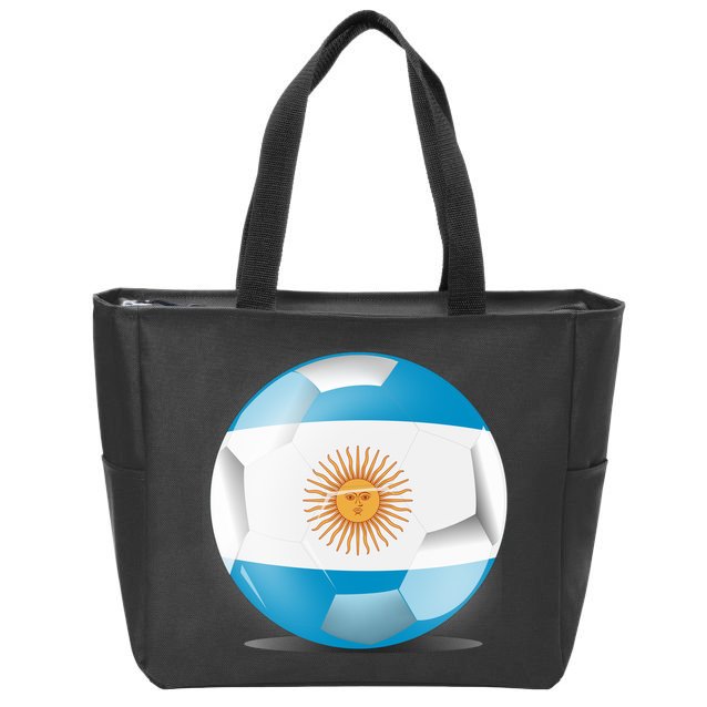 Soccer Ball Country Flag Argentina Zip Tote Bag