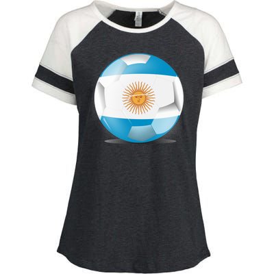 Soccer Ball Country Flag Argentina Enza Ladies Jersey Colorblock Tee